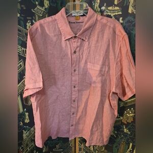 Tailor Vintage 100% Linen PUREtec Cool  Shirt Men’s 2XL Button Down Short Sleeve